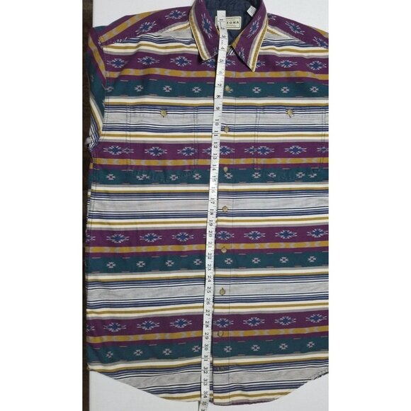 Arizona Jean Co. Aztec Fair Isle Long Sleeve Button Up Shirt Men's Large X-Tall - Picture 2 of 7